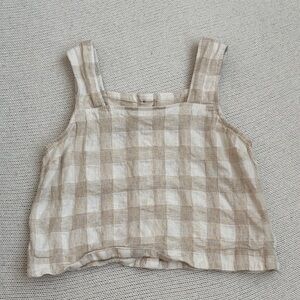 Madewell Linen/Cotton Plaid Sleeveless Top Tan/Cream Size 4